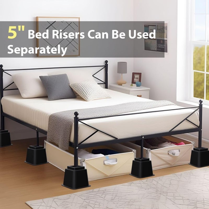TomGear Bed Risers 8 inch, Heavy Duty Bed Lifts in Heights of 3, 5 or 8 Inches, Stackable Risers for Sofa, Couch, Chair, Desk, Sofa, Table Legs Extenders (Set of 8, Black) - Image 3